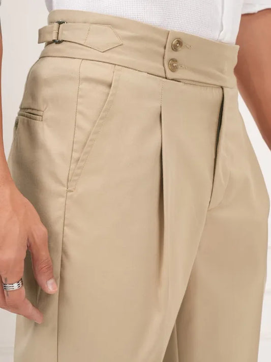 Biege Signature Buttoned Gurkha Pants by Ellegance