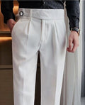 White Single Buckle Gurkha Pants by Ellegance
