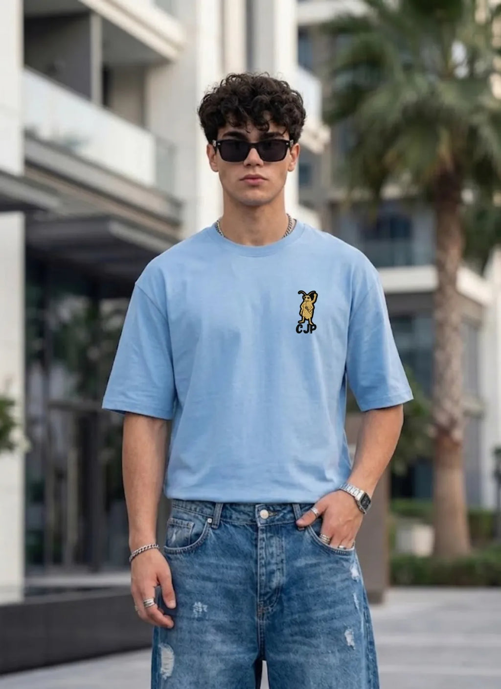 Minimal CJP Logo Oversized T-Shirt | Clean Streetwear Essential